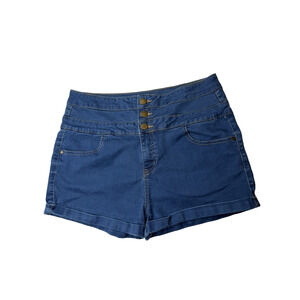 Tinseltown Women’s Denim Short Shorts Size 13 High Rise Blue Medium Wash 1” Cuff